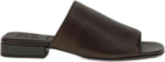 Brunello Cucinelli Leren Blokhak Mules - Dames - Sandalen - Bruin - 38 1/2 EU - Leer - Schoenen