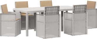 vidaXL Conjunto De Comedor De Jard&iacute;n 7 Uds. Blanco Y Topo Pp Vidaxl
