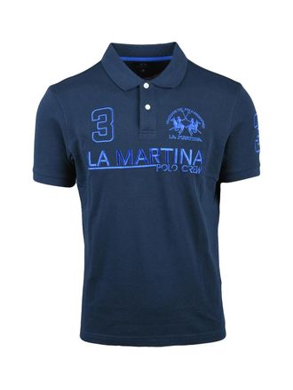 La Martina Blue Cotton Polo