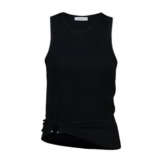Paco Rabanne Ribbed Cotton Tank Top - Black