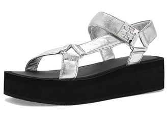 Tory Burch Mellow Platform Sandals Womens Sandals Silver/Perfect Black/Silver : 10 M, Leather/Rubber