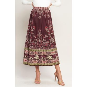 Flying Tomato Pleated Midi Skirt in Burgundy at Nordstrom Rack, Size Medium