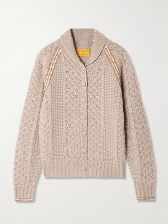 Guest In Residence Cardigan In Misto Lana E Cashmere A Trecce Marlowe - Marrone