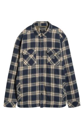 Roark Backwoods Cotton Flannel Snap-Up Overshirt in Navy at Nordstrom, Size X-Large