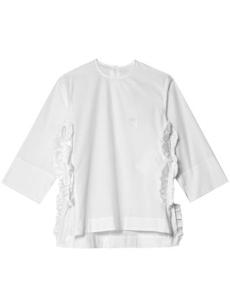 Comme Des Garçons Blusa con ruches - Bianco
