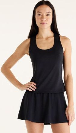 New Balance Womens Tournament Tank in Black/White Poly Knit, size X-Large