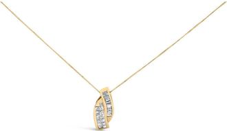 House of Brilliance 14k Yellow Gold 1 1/3 Cttw Diamond Double Curved Pendant Necklace - NO CHAIN at Nordstrom