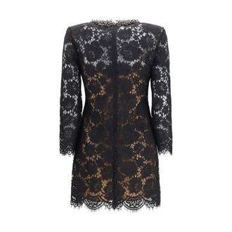 Self Portrait Lace Long-Sleeve Mini Dress - Black