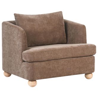 Beliani Sill&oacute;n Con Tapizado De Chenilla Reposabrazos Y Patas Redondas De Madera Sal&oacute;n Marr&oacute;n Rattvik