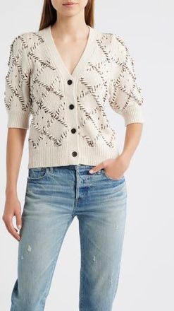 Rails Isla Whipstitch Elbow Sleeve Cardigan in Oat at Nordstrom Rack, Size Xx-Large