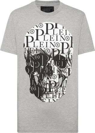 Philipp Plein T-shirt Ronde Hals Skull - Heren - T-shirts - Grijs - 3XL - Katoen - Tops
