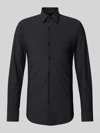 HUGO BOSS Slim Fit Businesshemd aus Feintwill mit Stretch-Anteil Modell HANK in Black, Größe 38