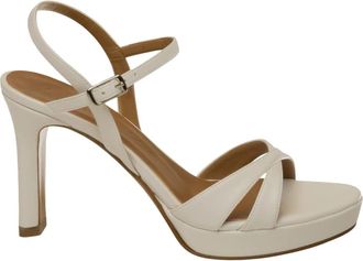 Albano 412 Hoge Hak Sandaal - Dames - Sandalen met hakken - Wit - 39 EU - Leer - Schoenen