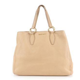 Miu Miu Beige Leather Handbag Shoulder Bag Tote Bag (Pre-Owned)