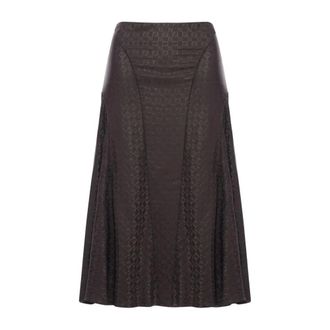 Fendi Rokken, Dames, Bruin, S, FF Jacquard A-Line Midi Rok
