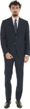 Paoloni Klassiek 2-knoops pak met zijsplitten - Heren - Business pakken - Blauw - 3XL - Wol - Kostuums