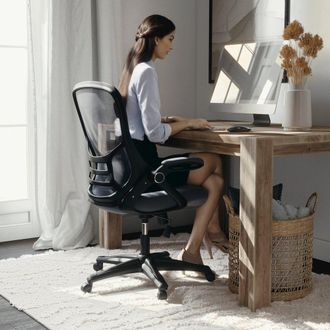 Flash Furniture High Back Dark Gray Mesh Swivel Office Chair with Black Frame and Flip-up Arms