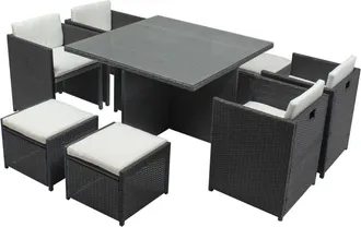 Concept Usine Sal&oacute;n de jard&iacute;n encastrable 8 personas de resina trenzada gris/blanco