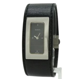 Gucci Pre-owned Stainless Steel Quartz 7800S - Dames - Vintage Horloges - Zwart - ONE Size - Leer - Vintage