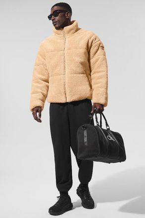 Alo | Sherpa Stage Puffer Jacket in Camel Beige, Size: Large