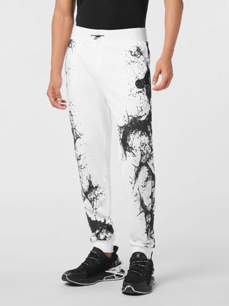Plein Sport Pantaloni jogging in jersey con stampa astratta e logo