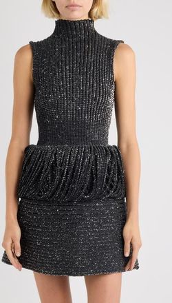 Alaia Sequin Rib Sweater in Noir Alaia at Nordstrom, Size 12 Us