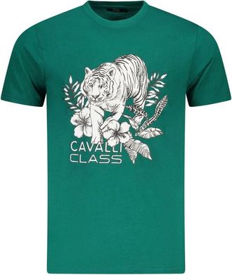 Cavalli Short Sleeve T-shirt - Heren - T-shirts - Groen - XL - Katoen - Tops