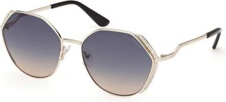 Guess Sunglasses, female, Yellow, Size: ONE SIZE Metal Frame Sunglasses