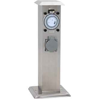 vidaXL Columna De Acero Inoxidable Con Enchufe Y Temporizador Para El Jard&iacute;n Vidaxl