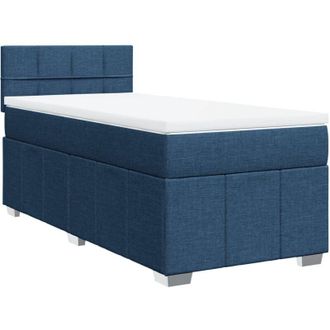 vidaXL Cama Box Spring Con Colch&oacute;n Tela Azul 100x200 Cm Vidaxl