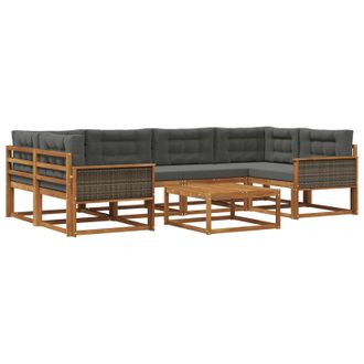 vidaXL Conjunto De Sof&aacute;s De Exterior 7 Pcs Natural Y Antracita Vidaxl