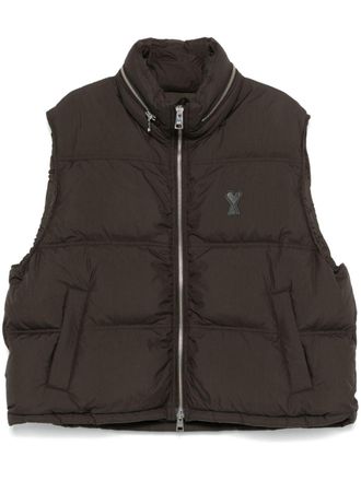 Ami Ami de Coeur down puffer gilet - men - Duck Down/Polyamide/Polyamide/Duck Feathers - L - Brown