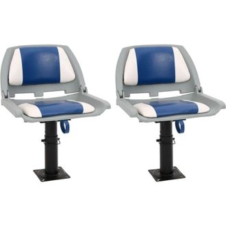 vidaXL Asientos Plegables De Barco 4 Uds Azul Y Blanco 48x51x41 Cm Vidaxl
