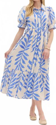 Entro Betty Botanical Midi Dress In Blue