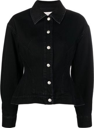 Alexander McQueen peplum denim jacket - women - Viscose/Polyester/Cotton - 38 - Black