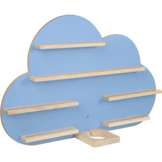 TecTake Estanter&iacute;a pared, madera maciza, 6 estantes, dise&ntilde;o nube, azul