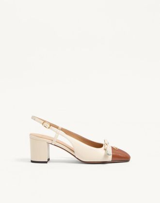 Valentino Garavani D&eacute;collet&eacute; Slingback Valet Du Roi In Capretto 60Mm Donna BURRO/TABACCO 35.5