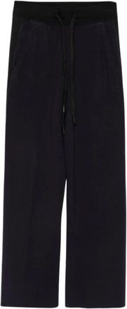 Elisabetta Franchi Gebreide broek met logo - Dames - Wijde Broeken - Blauw - L - Broeken