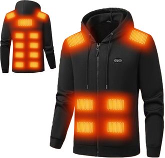 Generic Heated Hoodie, Heated Jacket with 17 Heating Zones, Heavyweight Full-Zip Fleece Hooded Heateds Sweatshirt, USB Powered,3 Gear