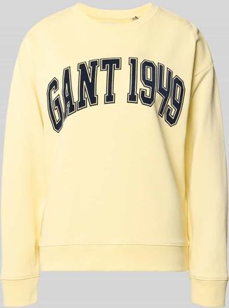 GANT Sweatshirt mit Label-Print und Rundhalsausschnitt in Pastellgelb, Gr&ouml;&szlig;e XXL
