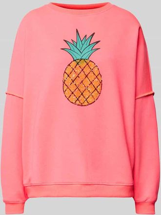 Miss Goodlife Oversized Sweatshirt mit Pailletten in Neon Pink, Gr&ouml;&szlig;e XL