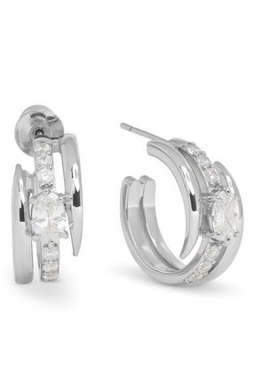 Melinda Maria Shes On Point Lasso Huggie Earrings in Silver-White at Nordstrom