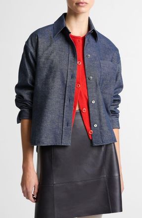 Vince Crop Shirt in Indigo at Nordstrom, Size Xx-Small