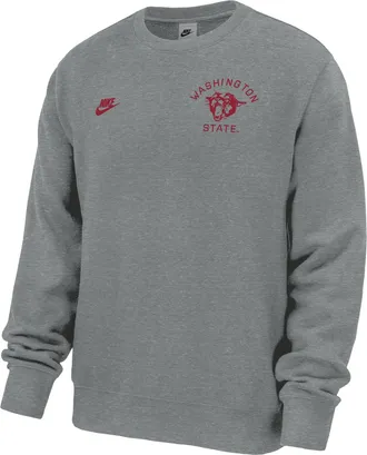 Nike Washington State Cougars Club Nike Mens Football Fleece Crew-Neck Sweatshirt in Grey | M33234P398WSTU-DGH