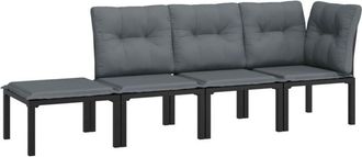 vidaXL Set De Muebles De Jard&iacute;n 4 Piezas Rat&aacute;n Sint&eacute;tico Negro Y Gris Vidaxl