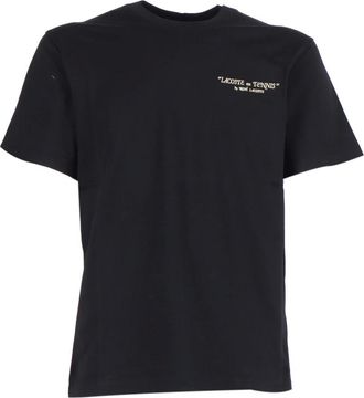 Lacoste T-Shirts, male, Black, Size: XL Embroidered Cotton T-Shirt