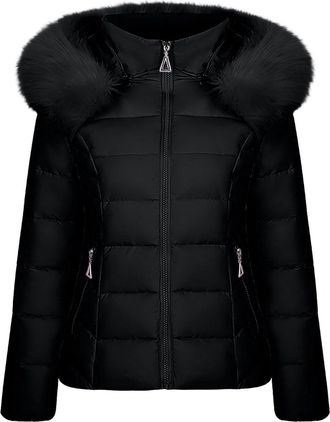 Generic Winter Coats For Women Uk Hooded Warm Quilted Lightweight Puffer Jacket Thicken Cotton Jacket With Faux Fur Hood Casual Fitted Overcome Outdoor Parka 