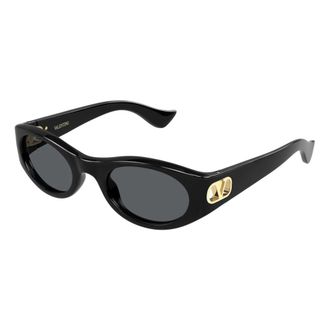 Valentino Sunglasses, female, Black, Size: 52 MM VLogo Oval-Frame Sunglasses