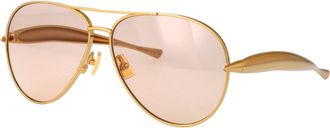 Bottega Veneta Unisex Sunglasses Bv1305s Gold Gold-Gold-Brown Metal Gold/gold/brown