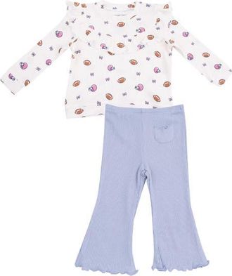 Angel Dear Kids Footballs & Bows Top & Pants Set in White at Nordstrom, Size 18-24M